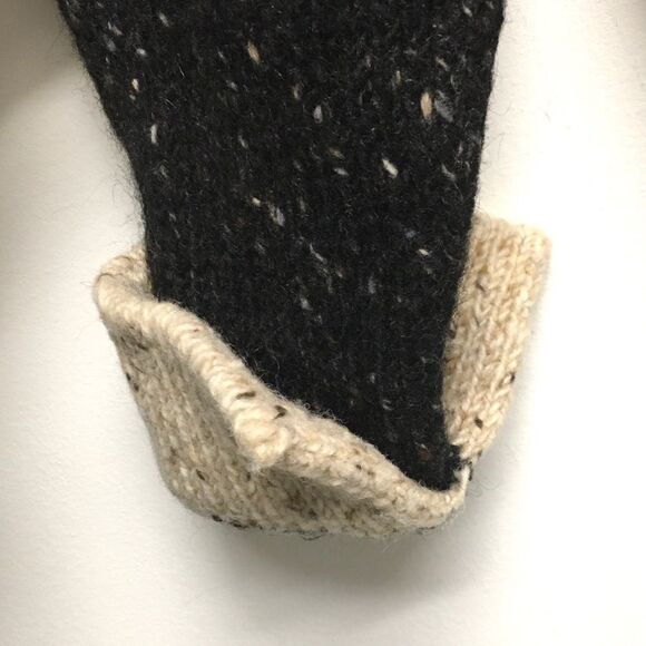 WOOL Ireland Donegal Chunky Knit Button Front Cardigan Sweater Black L - Picture 6 of 8